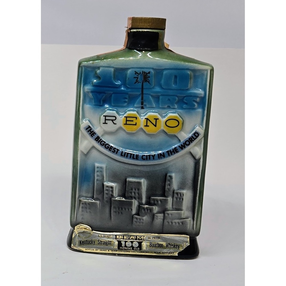 Vintage 1968 Jim Beam Decanter Reno NV Centennial Biggest Little City